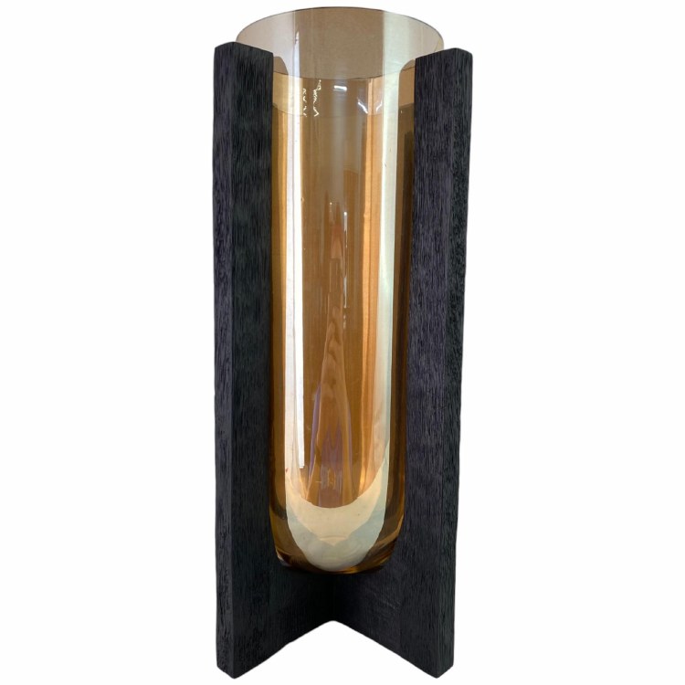 BLACK & GOLD CANDL HOLDER-LG