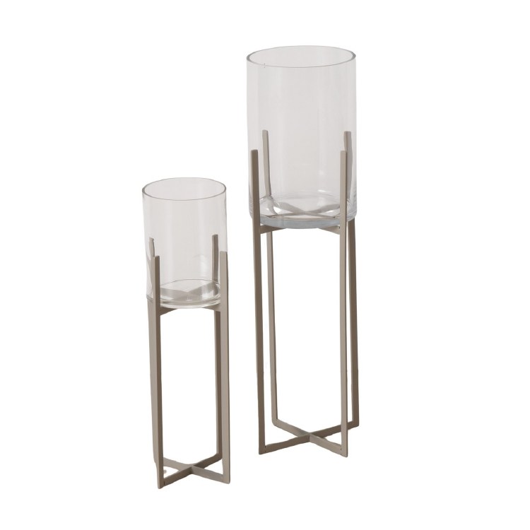 GREY IRIS CANDLE HOLDER - LARGE