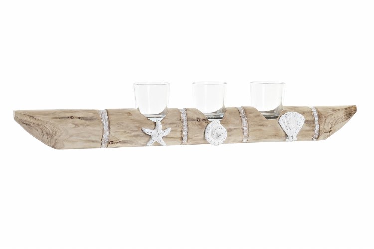 MANGO WOOD SHELL CANDLE HOLDER