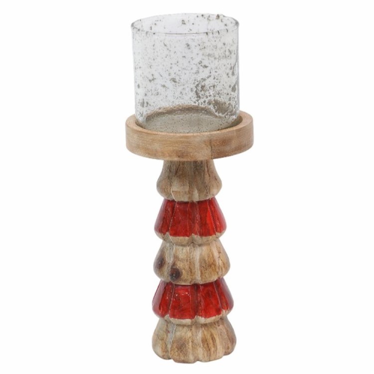 RED/GOLD PILAR CNDL HLDR-LG