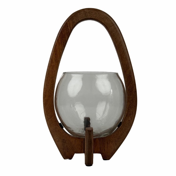 CANDLE HOLDER W/WD STND-LG