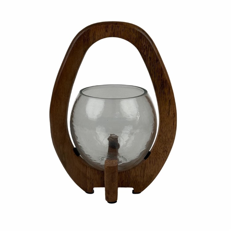 CANDLE HOLDER W/WD STND-SM