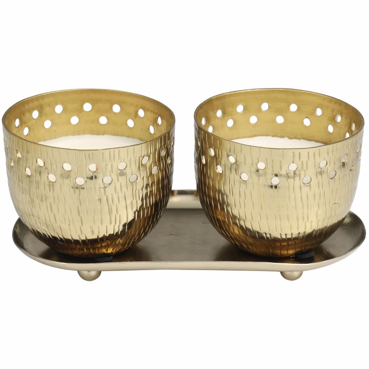 GOLD VOTIVE CANDLE-SET OF 3