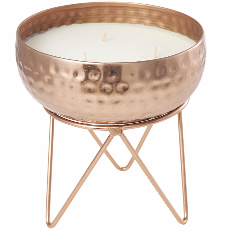 CANDLE W/METAL STAND-COPPER