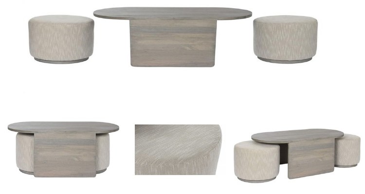 MANGO WOOD GREY COFFEE TABLE SETOF 3