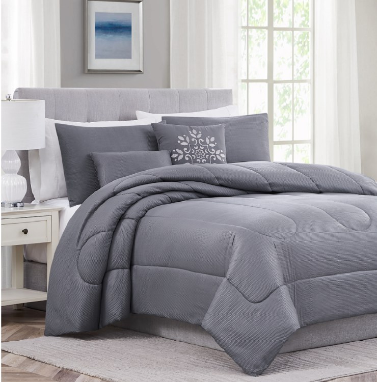 ENCINO KING COMFORTER- SET-CHARCOAL-5PC