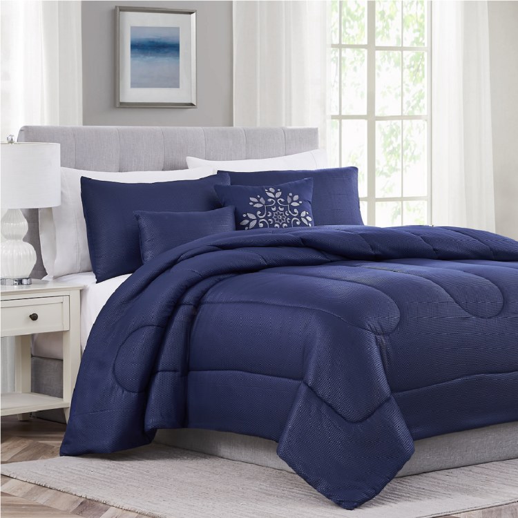 ENCINO KING COMFORTER SET- NAVY - 5 PC