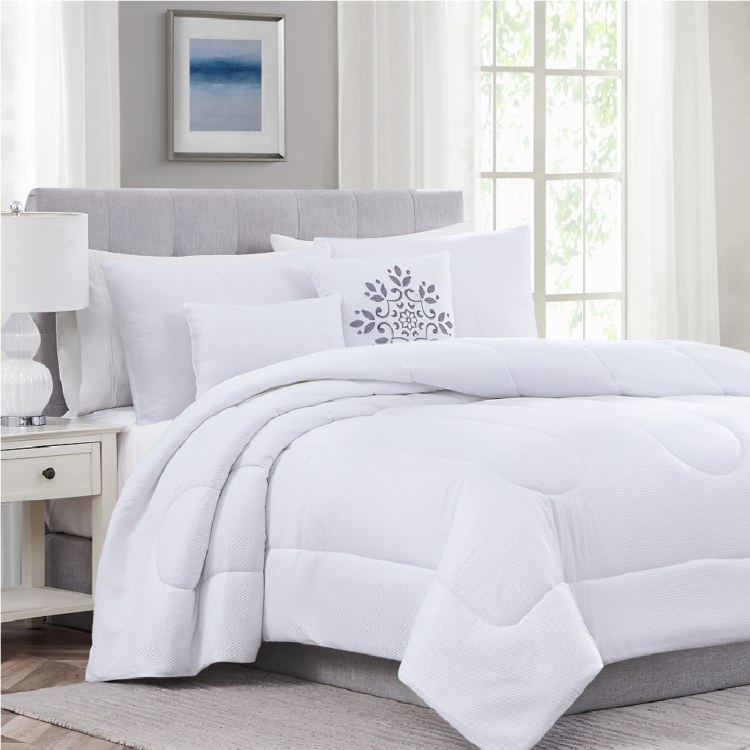 ENCINO KING COMFORTER SET-WHITE- 5 PC