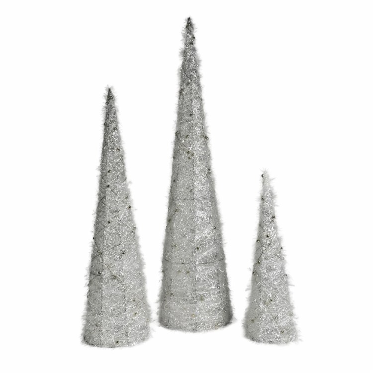 LED SILVER CONE TREE- LG