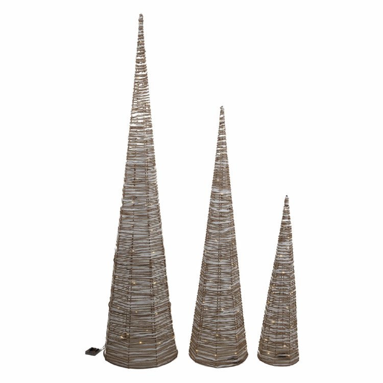 CONE TREE W/LIGHTS WHT-MD