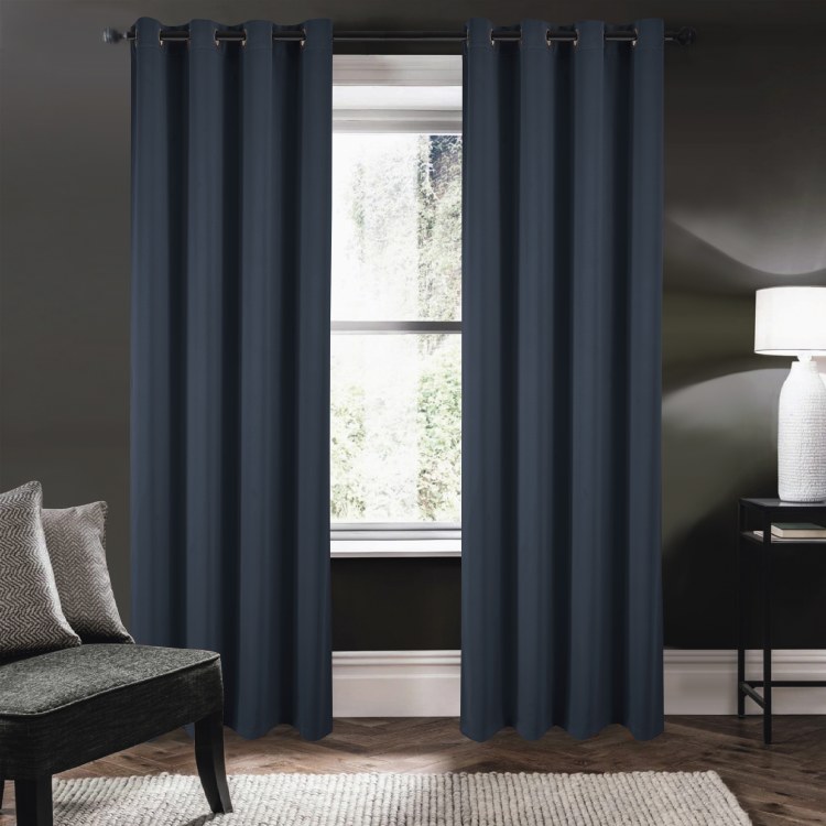 RILEY BLACKOUT CURTAIN-NAVY BLUE