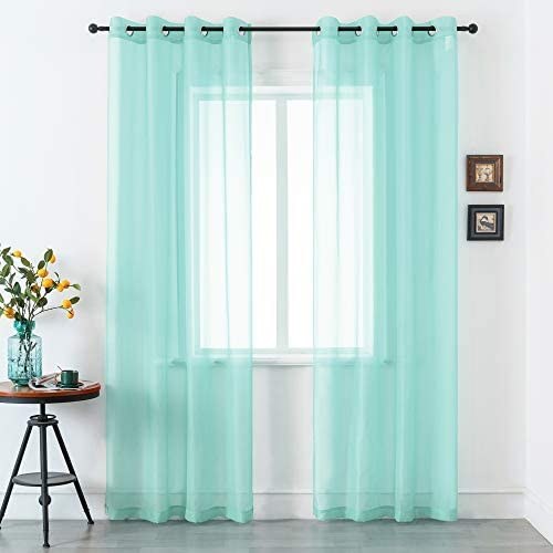 ERICA DOILY STRIPE CURTAIN-AQUA