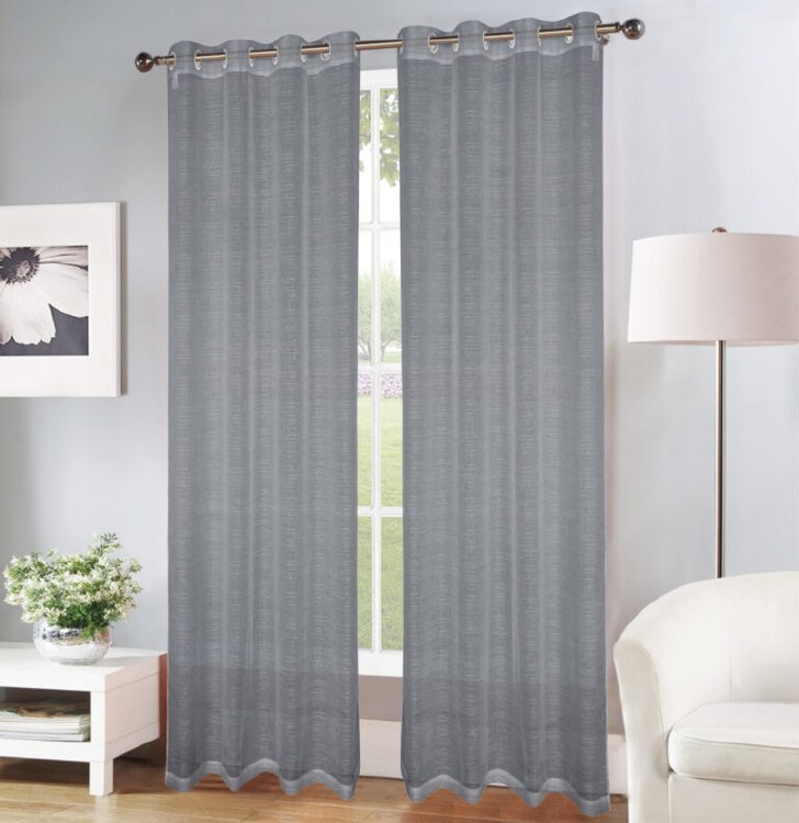 ERICA DOILY STRIPE CURTAIN-CHARCOAL