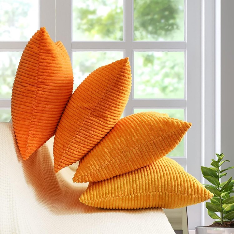 CORDUROY CUSHION-ORANGE