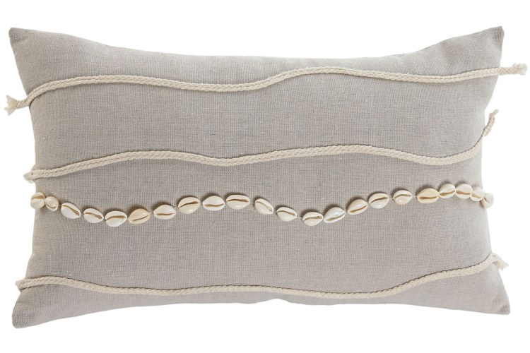 SHELL & ROPE LUMBAR CUSHION-BEIGE 20" x 12"