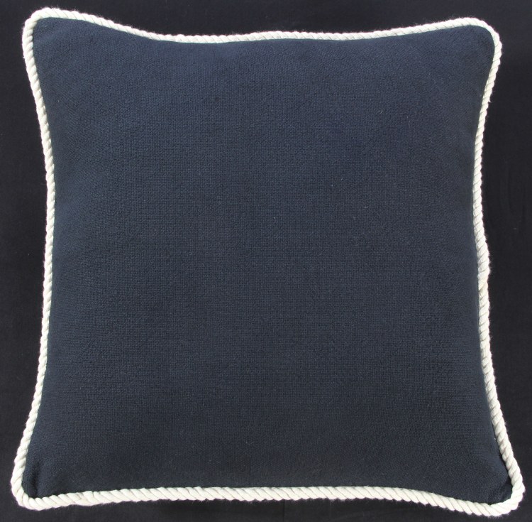 NAVY CUSHION WITH WHITE ROPE