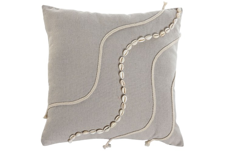 SHELL & ROPE CUSHION-BEIGE 18" x 18"
