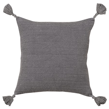 GREY CUSHION W/TASSELS
