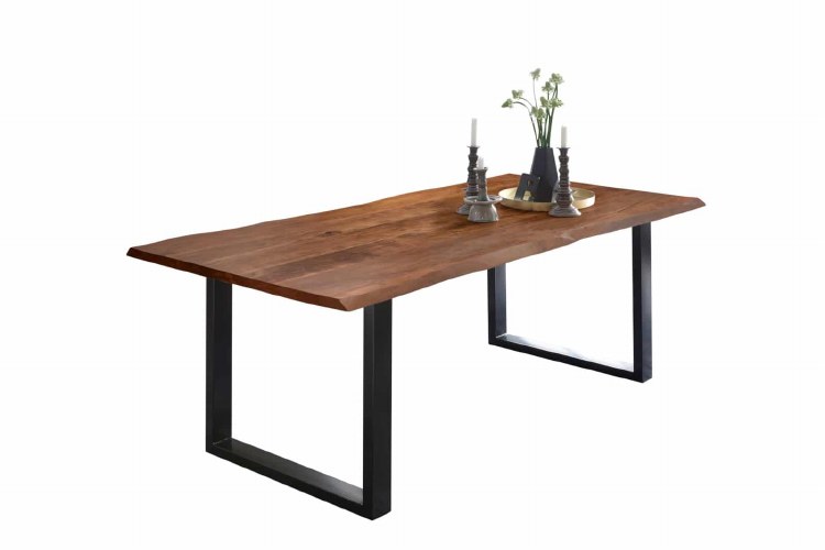 DINING TABLE W/METAL LEGS-ACACIA