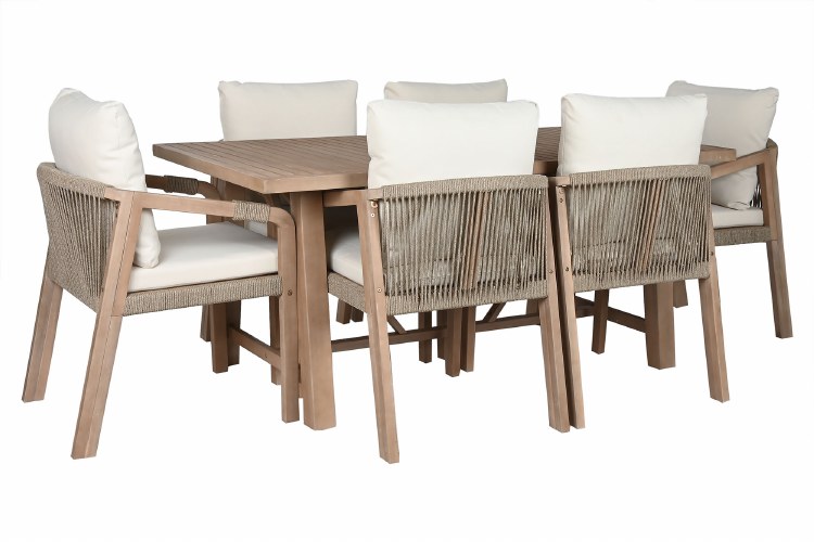 ACACIA & ROPE DINING SET- 7 PIECE