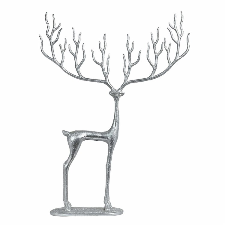 METAL REINDEER FIG SILVER-LG
