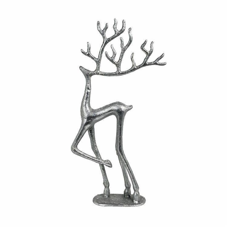 METAL REINDEER FIG SILVER-SM