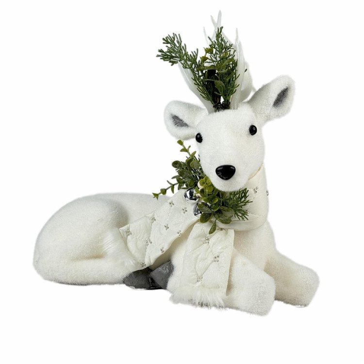 SITTING REINDEER FIG-WHT