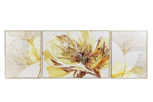 GOLD FLOWER FRAMED PRINT-SET/3