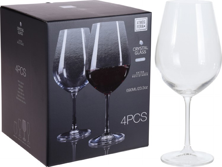 CRYSTAL RED WINE GLASS-SET/4