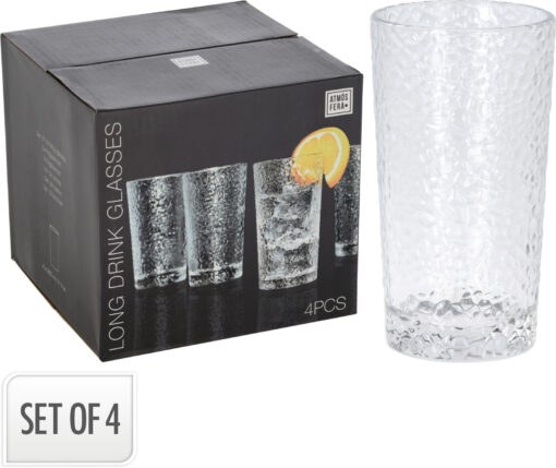 GLASS TUMBLER CRINKLE-SET/4