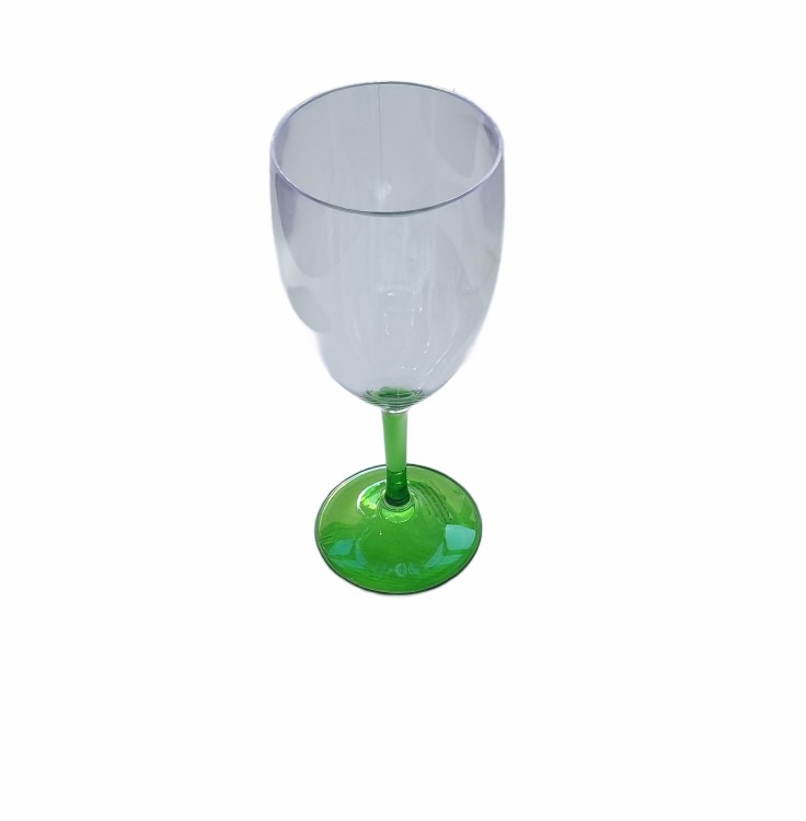 CLEAR ACRYLIC GOBLET W/GREEN STEM