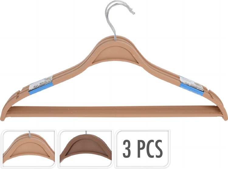 WOODEN CLOTHES HANGER S/3 - 2 ASST