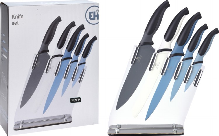 KNIFE SET W/CLEAR STAND