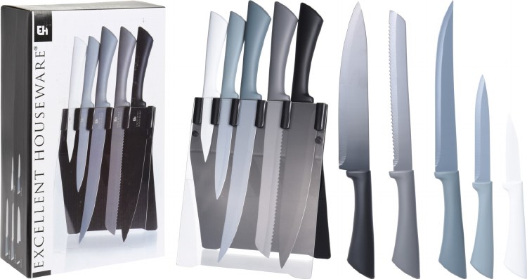 KNIFE SET IN CLEAR STAND