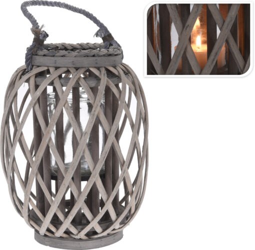 SPLIT WILLOW GREY LANTERN-SMALL