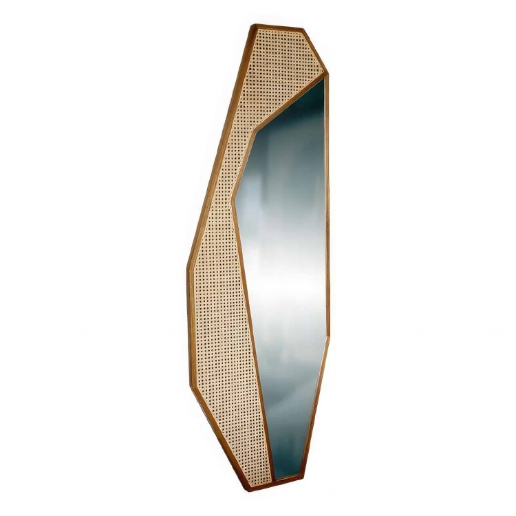 TEAK & RATTAN MIRROR