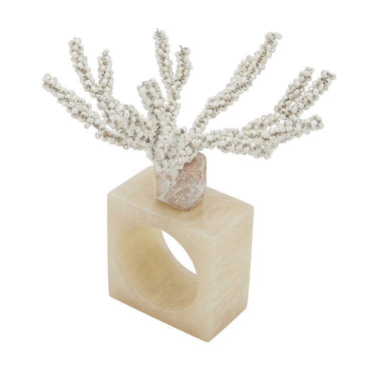 CORAL NAPKIN RING-WHITE