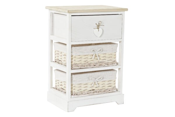 NIGHTSTAND W/2 BASKETS -WHITE