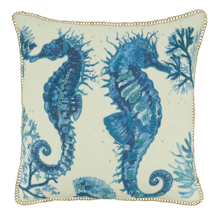 SEAHORSE CUSHION NAVY BLUE