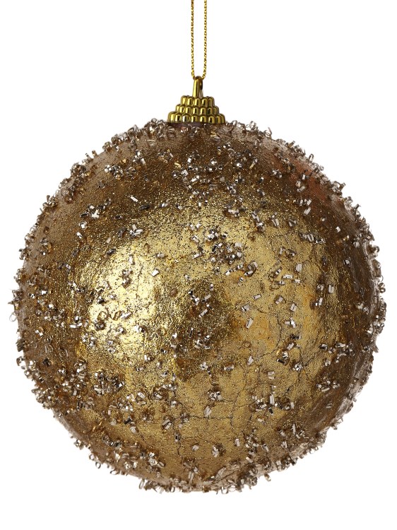 ORNAMENTAL FROSTED PEARL BALL-GOLD