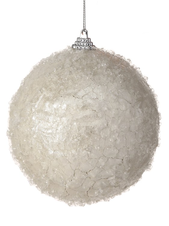 ORNAMENTAL FROSTED PEARL BALL-WHITE