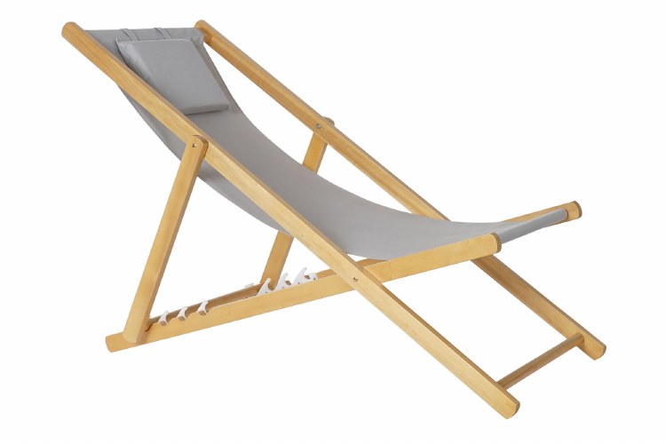 DECK CHAIR W/HEADREST-GREY