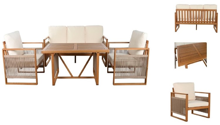 EUCALYPTUS & ROPE OUTDOOR SOFA SET