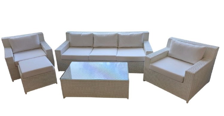 WHITE OUTDOOR SOFA SET-5 PIECE