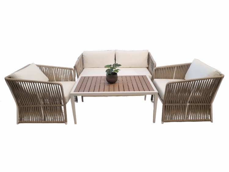 OUTDOOR SOFA SET W/ROPE-4 PIECE