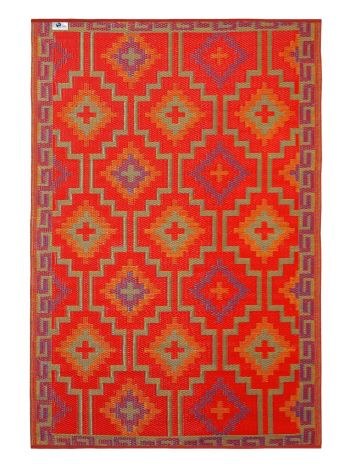 LHASA OUT DOOR RUG-ORANGE & VIOLET-5FT X 8FT