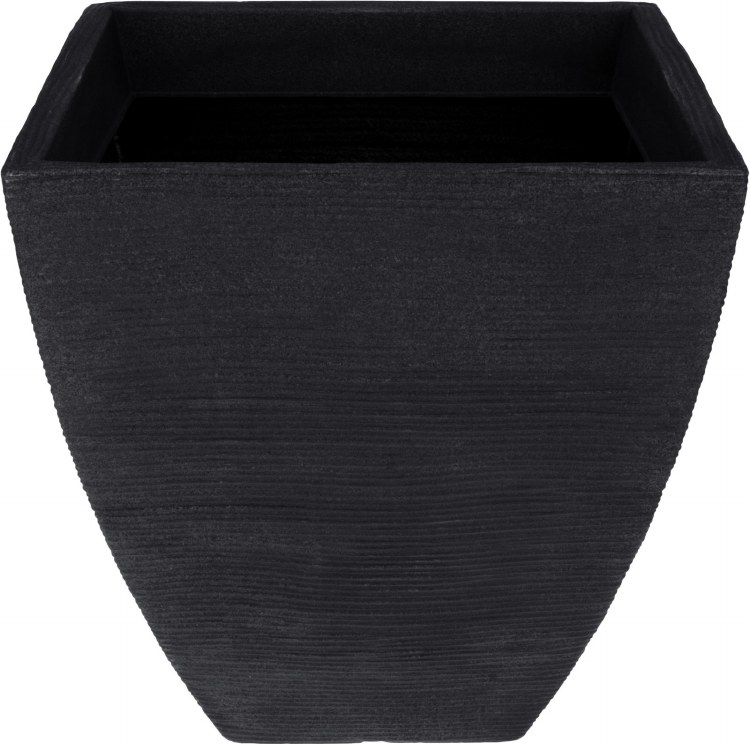 RIBBED SQUARE PLANTER -DARK GREY