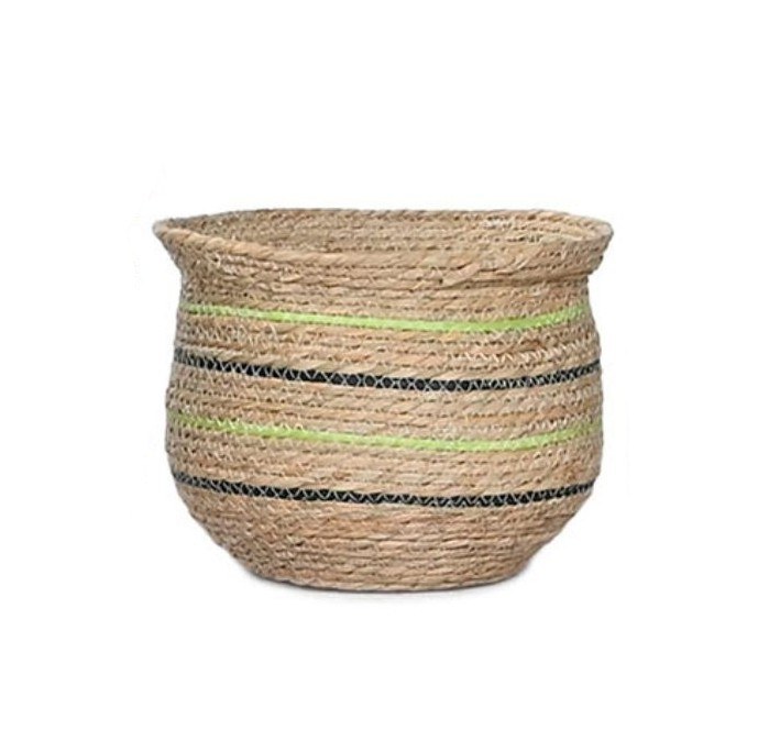ROPE PLANTER GREEN STRIPE- MEDIUM