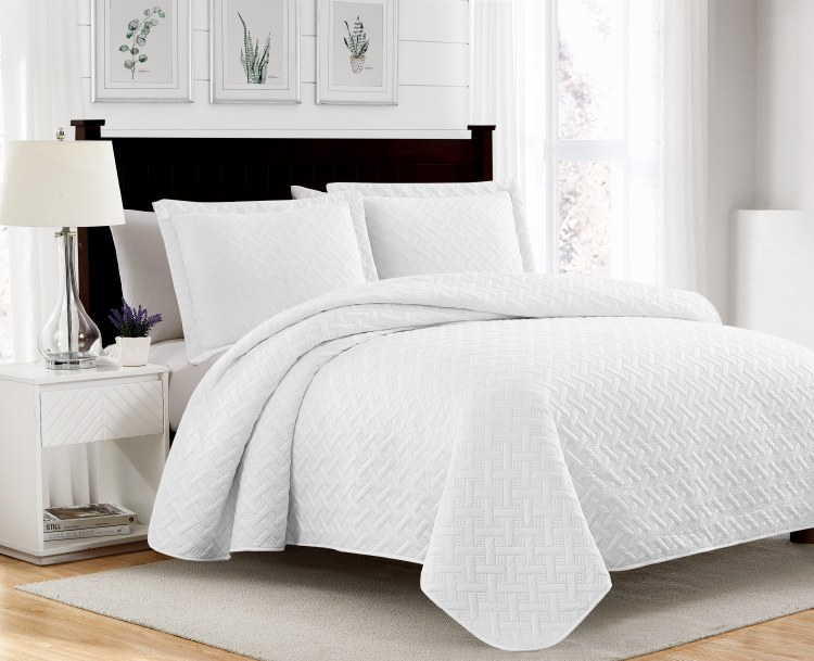 BELLA QUILT SET-WHITE-QUEEN