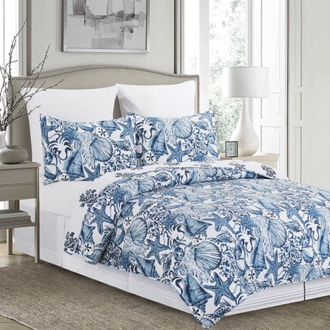 BLUE COAST QUILT SET - FULL/QUEEN